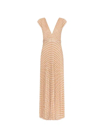 Forte Forte V-neck Patterned Dress In Pink
