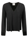Forte Forte V-neck Plain Top In Nero