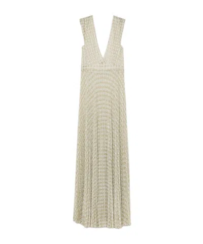 Forte Forte V-neck Pleated Midi Dress In Neutral