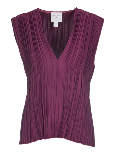 Forte Forte V-neck Pleated Sleeveless Top In Red
