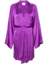 Forte Forte V-neck Satin Coat In Purple