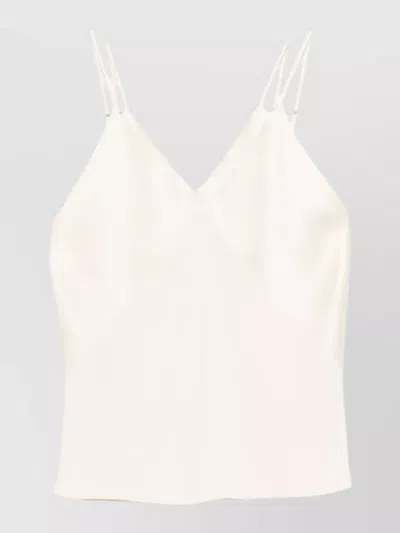 Forte Forte V Neck Satin Sleeveless Top In White
