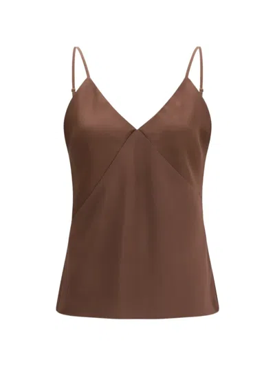 Forte Forte V-neck Slip Tank Top In Brown