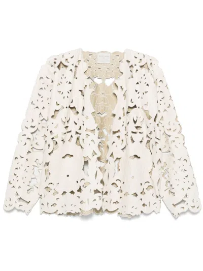 Forte Forte Vegan Leather Embroidered Bomber Jacket