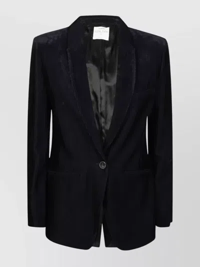 FORTE FORTE VELVET BLAZER WITH NOTCHED LAPEL AND FRONT POCKETS