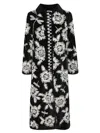 Forte Forte Velvet Coat With Embroidered Floral Motifs And Decorative Trim In Black