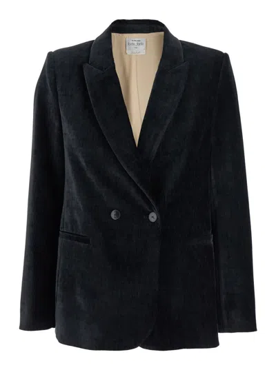 Forte Forte Velvet Doiuble Breasted Blazer In Black