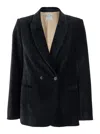 Forte Forte Velvet Doiuble Breasted Blazer In Blue