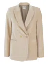 Forte Forte Velvet Doiuble Breasted Blazer In Blue