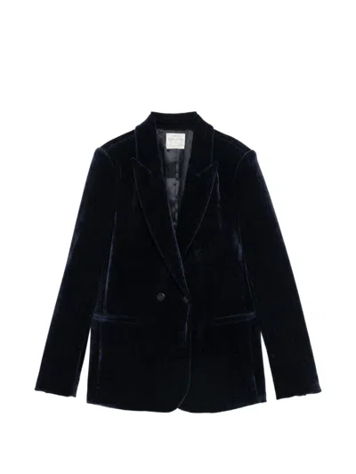 Forte Forte Velvet Double-breasted Jacket In Blue