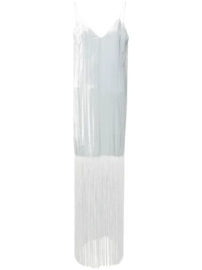 Forte Forte Pliss' Velvet Fringed Dress In Silver In Blue
