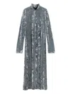 Forte Forte Iridescent Stretch Velvet Turtleneck Dress In Gray