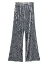 Forte Forte Stretch Velvet Wide Leg Trousers In Gray