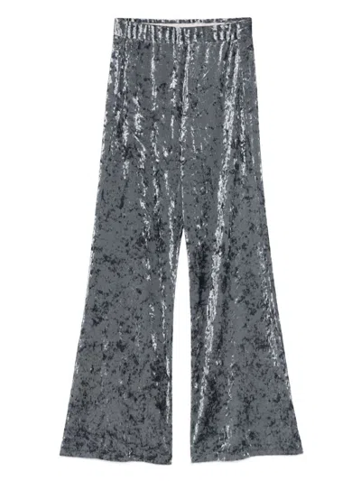 Forte Forte Velvet High-waisted Trousers In Gray