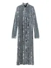 Forte Forte Long Velvet Stretch Dress With High Neckline In Gray