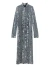 Forte Forte A-line Velvet Midi Dress With Long Sleeves In Gray