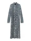 Forte Forte A-line Velvet Midi Dress With Long Sleeves In Multi
