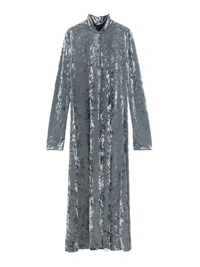Forte Forte Velvet Long Dress In Gray