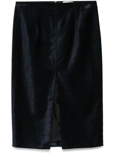 Forte Forte Velvet Midi Skirt In Blue