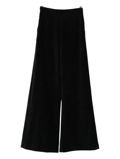 Forte Forte High-waisted Wide-leg Velvet Trousers In Black