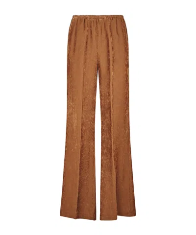 Forte Forte Velvet Pleated Casual Trousers In Brown