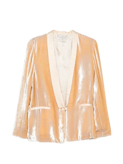Forte Forte Velvet Shawl-lapel Blazer In Orange