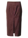 Forte Forte Front-slit Velvet Midi Skirt In Brown