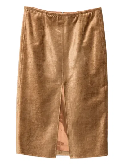 Forte Forte Velvet Split Skirt In Brown