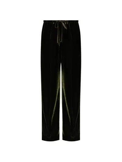 Forte Forte Velvet Straight-leg Trousers In Green