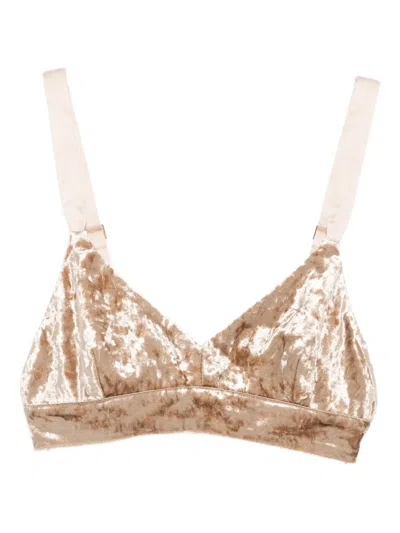 Forte Forte Velvet-texture Triangle Bra In Brown