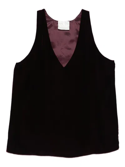 Forte Forte Velvet V-neck Top In Black