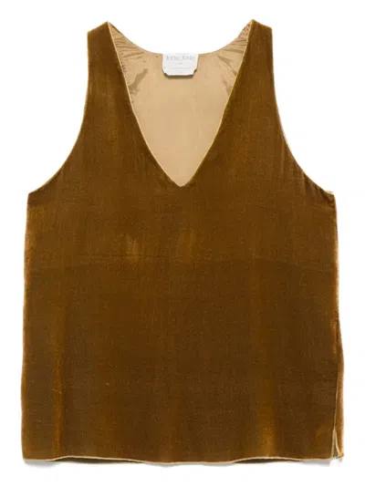 Forte Forte Velvet V-neck Top In Brown