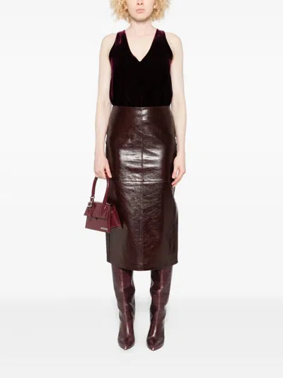 Forte Forte Velvet V Neck Top In Bordeaux In Black