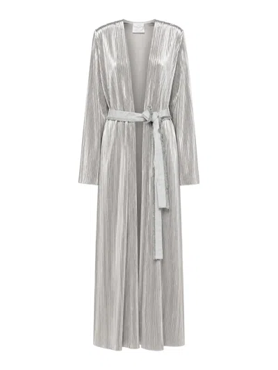 Forte Forte Velvet-effect Pleated Jersey Robe In Silver