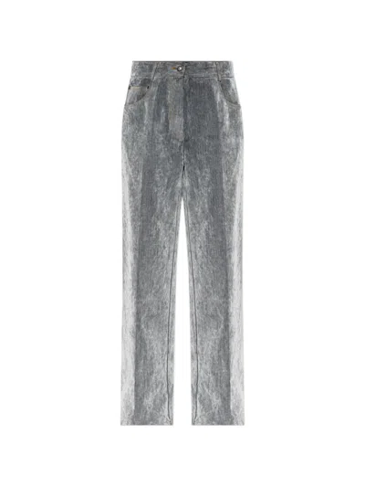 Forte Forte Velvet-finish Jeans In Gray
