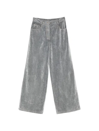 Forte Forte Velvet-finish Trousers In Gray