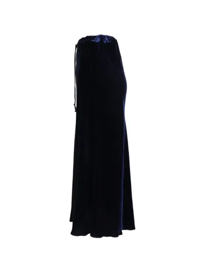 Forte Forte Velvet-texture Drawstring Maxi Skirt In Blue