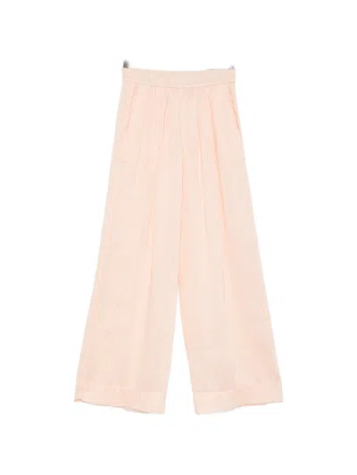 Forte Forte Vertical-stripe Wide-leg Trousers In Pink