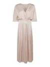Forte Forte Satin Silk Dress With V-neck And Elastic Waistband In Silver