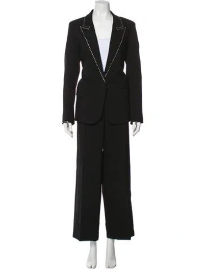 Pre-owned Forte Forte Virgin Wool Crystal Embellishments Pantsuit In Black