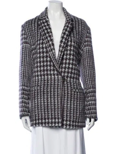 Pre-owned Forte Forte Virgin Wool Houndstooth Print Coat In Multicolor