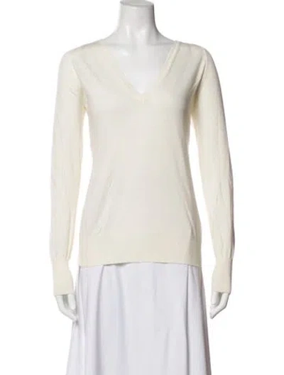 Pre-owned Forte Forte Virgin Wool V-neck Sweater In Neutrals