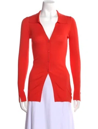 Pre-owned Forte Forte Virgin Wool V-neck Sweater In Red