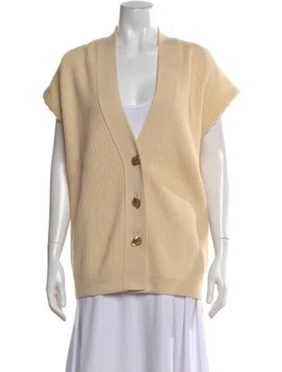 Pre-owned Forte Forte Virgin Wool V-neck Sweater W/ Tags In Neutral