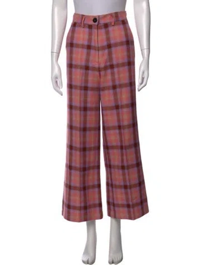 Pre-owned Forte Forte Virgin Wool Wide Leg Pants In Brown/pink
