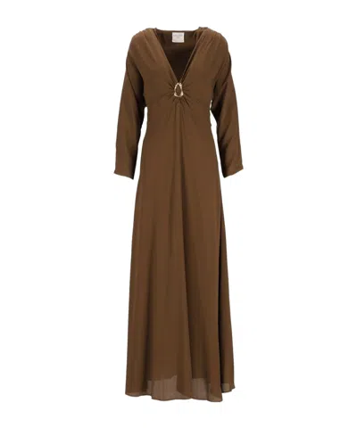 Forte Forte V-neck Dress In Brown