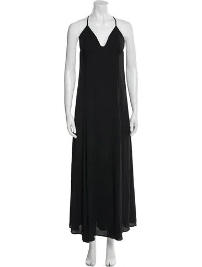 Pre-owned Forte Forte V-neck Long Dress In Black