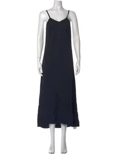 Pre-owned Forte Forte V-neck Long Dress In Blue