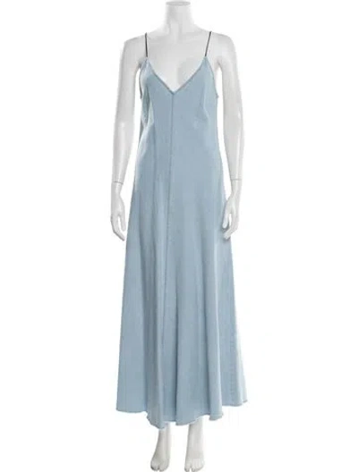 Pre-owned Forte Forte V-neck Long Dress In Blue