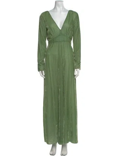Pre-owned Forte Forte V-neck Long Dress In Green